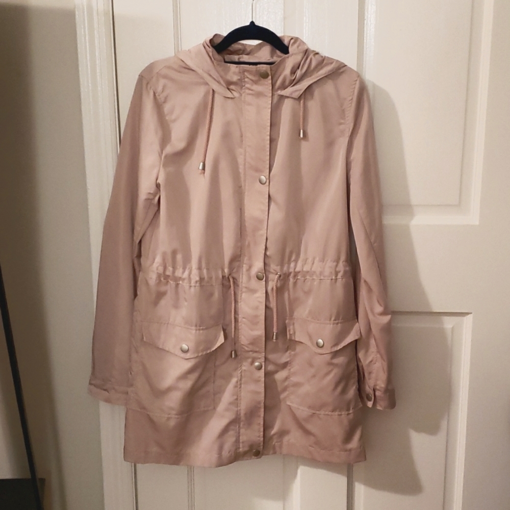 Pink light-weight raincoat -- S
